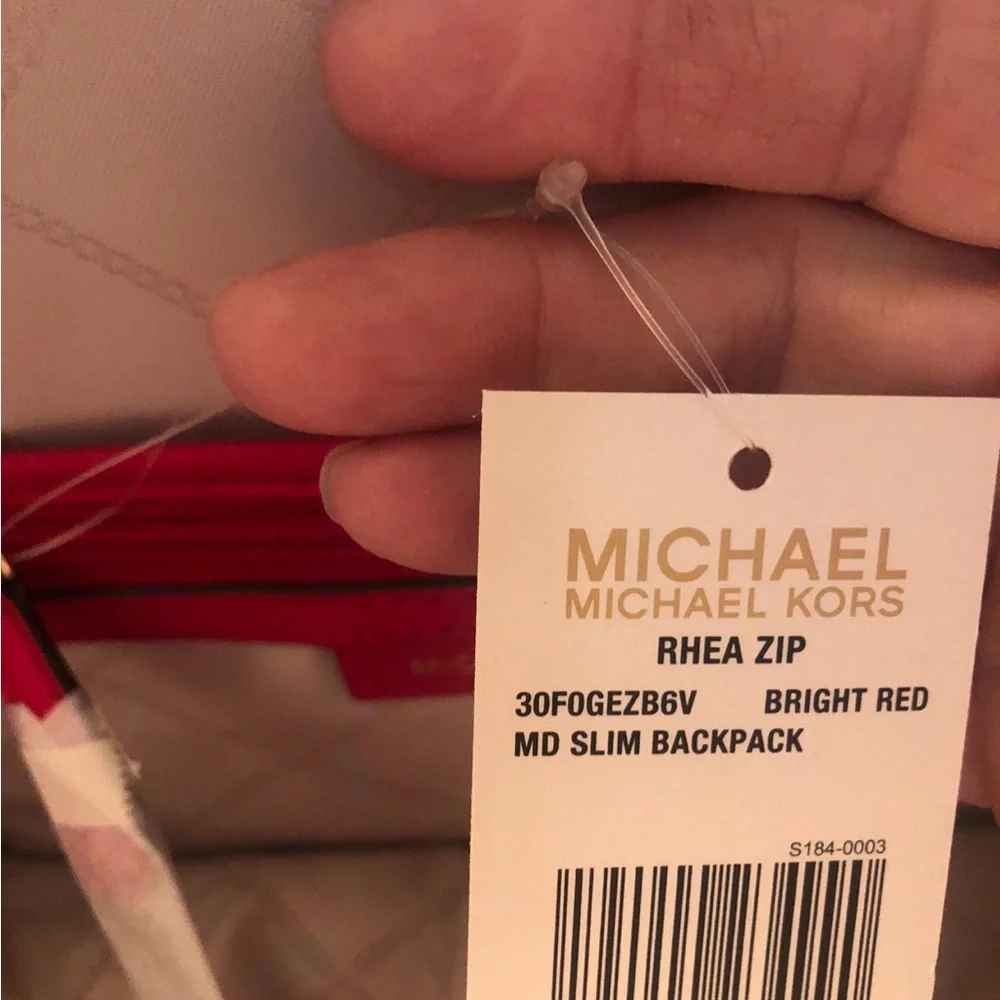 Michael Kors Vibrant Red Pebbled Leather Backpack with Gold Hardware
